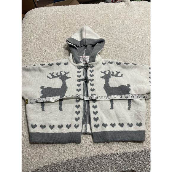 Young Dimension Hooded Cardigan Sweater Girls Sz 3-4 White Gray *TIny Flaw - Picture 3 of 10